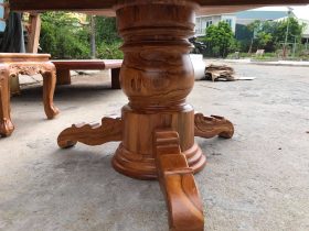 Bộ bàn ăn gỗ gõ đỏ nguyên khối hàng tuyển gỗ lựa vân (Anh Huân, Thanh Hóa) 8 bàn ăn gỗ nguyên khối