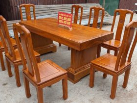 bàn ăn gỗ nguyên khối 2m17