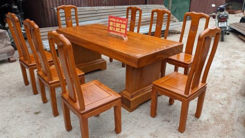 bàn ăn gỗ nguyên khối 2m17