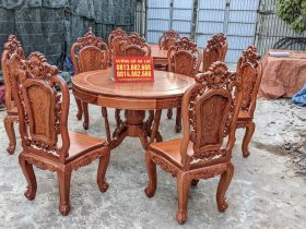 Bộ bàn ăn tròn 6 ghế hoa hồng đục 2 mặt gỗ hương đá (Chị Như, Thái Nguyên) 17 Bo ban an tron 6 ghe hoa hong duc 2 mat go huong da 8