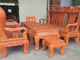 bàn ghế minh quốc đào gỗ hương đỏ 6 món