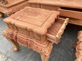 đôn kẹp bộ bàn ghế minh quốc voi gỗ hương đá