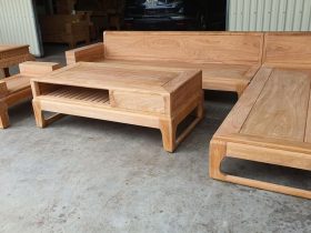 bàn ghế sofa góc chữ L gỗ gõ đỏ