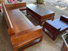 sofa góc gỗ gõ đỏ