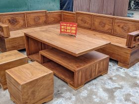 sofa góc gỗ gõ đỏ