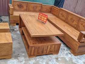 sofa gõ gỗ gõ đỏ đóng hộp