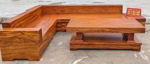 sofa góc nguyên khối gỗ gõ đỏ