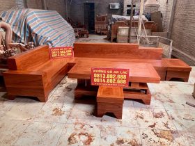 Bộ sofa góc chữ L gỗ hương đá