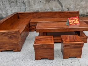 Bộ sofa góc chữ L hàng ghép mộng giả nguyên khối cực đẹp