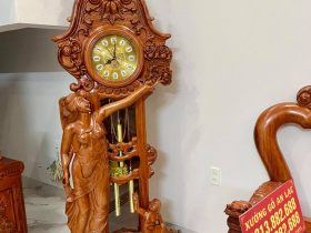 đồng hồ gỗ hương đá