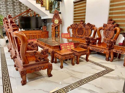 Combo nội thất phòng khách VIP gỗ hương đá