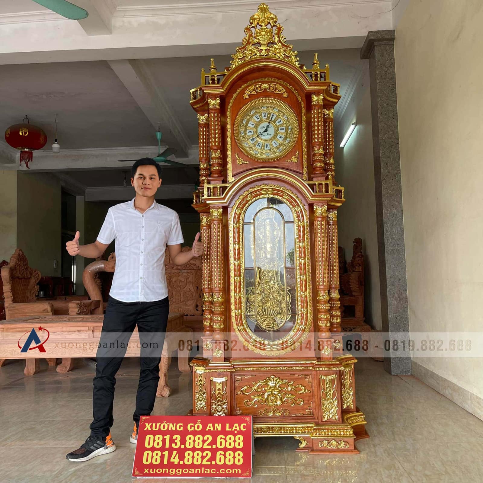 Đồng hồ mẫu tứ trụ gỗ hương đá cao 2m7 máy cơ Đức 80 siêu vip (anh Tấn, Hà Nội) 8 Đồng hồ mẫu tứ trụ gỗ hương đá cao 2m7 máy cơ Đức 80 siêu vip