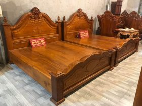 Giường ngủ nội thất tân cổ điển siêu vip gỗ gõ đỏ