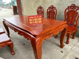Bộ bàn ăn hoàng gia 6 ghế gỗ gõ đỏ phun giả hương (Chị Hoa, Hải Phòng) 6 bàn ăn gỗ gõ đỏ