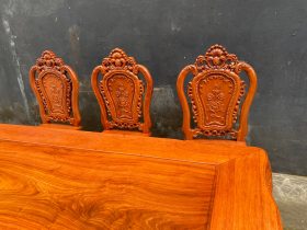 Bộ bàn ăn louis hoàng gia tân cổ điển 6 ghế hồng hạt gỗ hương đá (Anh Hiền, Hà Nội) 9 bàn ăn gỗ hương đá