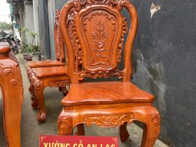 Bộ bàn ăn louis hoàng gia tân cổ điển 6 ghế hồng hạt gỗ hương đá (Anh Hiền, Hà Nội) 13 ghế ăn louis mẫu hoa hồng gỗ hương đá