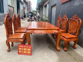 Bộ bàn ăn louis hoàng gia tân cổ điển 6 ghế hồng hạt gỗ hương đá (Anh Hiền, Hà Nội) 11 Mẫu bàn ăn louis hoàng gia tân cổ điển 6 ghế hồng hạc gỗ hương đá