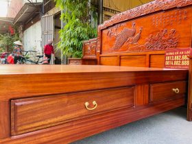 Bàn giao giường phu thê viên mãn gỗ gõ đỏ 1m8x2m 12 Mẫu giường phu thê viên mãn gỗ gõ đỏ