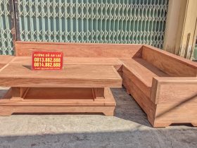 sofa góc chữ L gỗ hương đá