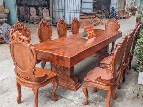 Siêu phẩm bàn ăn gỗ hương đá nguyên khối 10 ghế hàng siêu vân (Chị Sánh, Nam Định) 9 bàn ăn gỗ hương đá nguyên khối