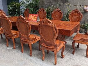 Siêu phẩm bàn ăn gỗ hương đá nguyên khối 10 ghế hàng siêu vân (Chị Sánh, Nam Định) 13 bàn ăn gỗ hương đá nguyên khối cao cấp