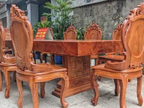 Siêu phẩm bàn ăn gỗ hương đá nguyên khối 10 ghế hàng siêu vân (Chị Sánh, Nam Định) 14 bàn ăn gỗ hương đá nguyên khối