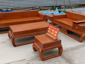 Sofa phòng khách gỗ gõ đỏ hàng đóng hộp ván long mộng khung