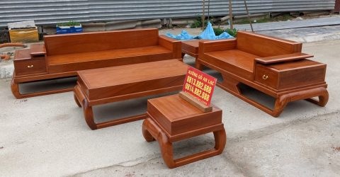 Sofa phòng khách gỗ gõ đỏ hàng đóng hộp ván long mộng khung