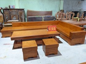 sofa góc gỗ hương đá