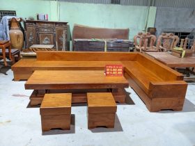 Sofa góc gỗ hương đá chọn vân mặt cực đẹp