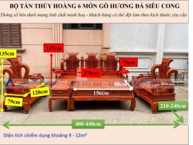 KÍCH THƯỚC BỘ TẦN THỦY HOÀNG 6 MÓN GỖ HƯƠNG ĐÁ SIÊU CONG