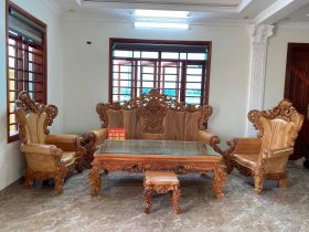 Bàn ghế Hoàng gia nguyên khối gỗ gõ đỏ