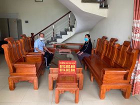 Bàn ghế bộ âu á chương cuốn thư gỗ hương đá vip