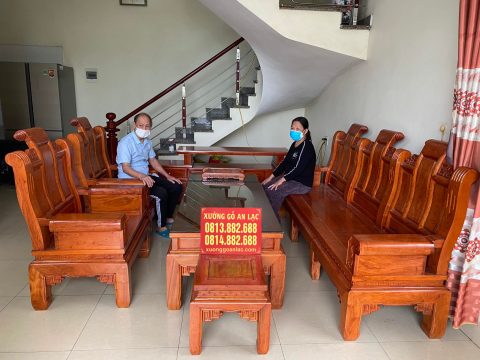 Bàn ghế bộ âu á chương cuốn thư gỗ hương đá vip