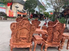 bộ cửu long bát mã gỗ hương đỏ lào