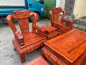 bàn ghế gỗ hương đá đục voi