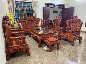 Bộ nghê bảo đỉnh hàng 10 món gỗ hương đá đục tay