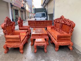 Combo phòng khách bộ Hoàng Gia kệ tivi louis gỗ hương VIP