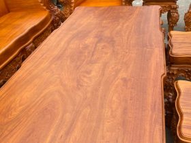 bàn ghế hoàng gia nguyên khối gỗ gõ đỏ