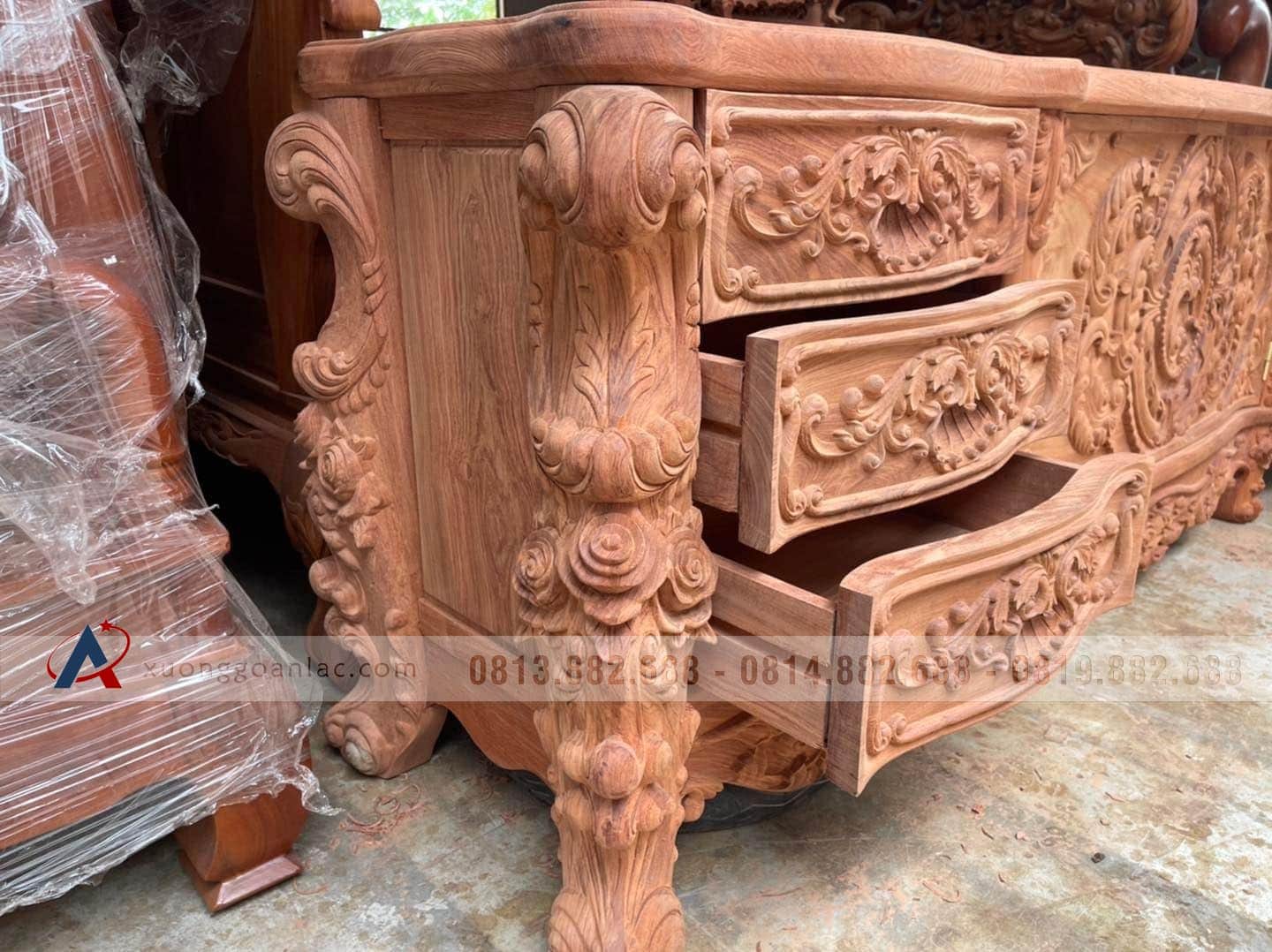 Kệ tivi Hoàng Gia VIP 2m37 đục chạm tinh xảo gỗ hương đá (anh Hiền, Bắc Ninh) 21 Kệ tivi Hoàng Gia VIP 2m4 đục chạm tinh xảo
