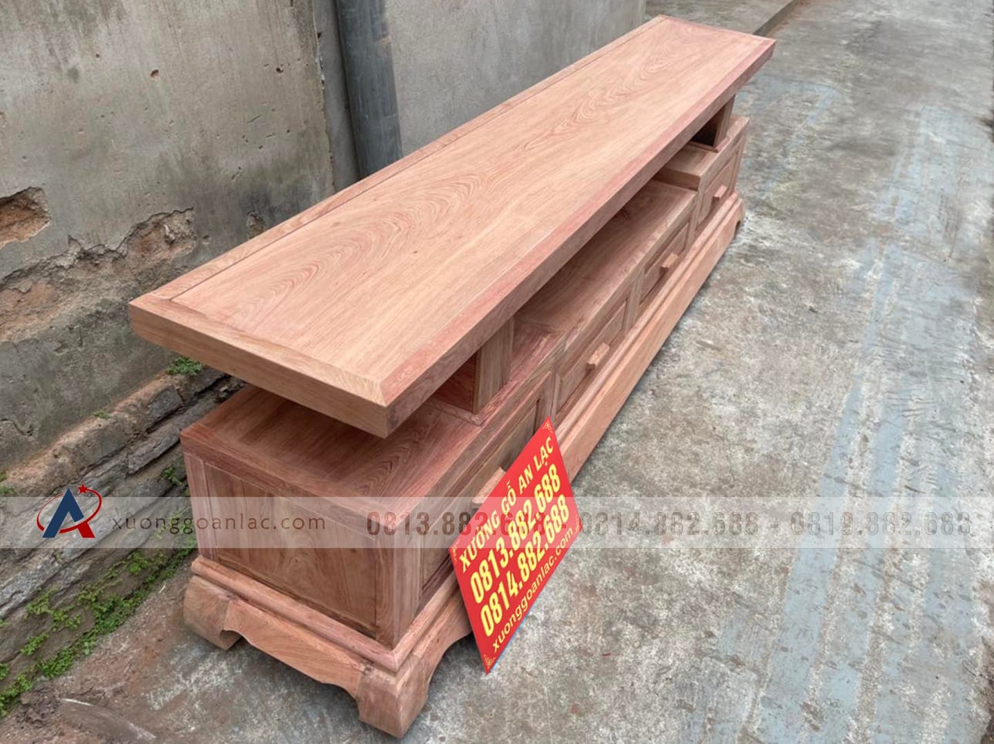 Kệ tivi vát 2m60 gỗ hương đá ván mặt liền tấm (anh Hòa, Thái Nguyên) 11 kệ tivi gỗ hương đá mặt liền tấm