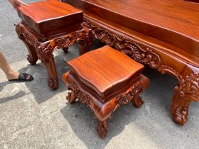 đôn ngồi bộ hoàng gia nguyên khối gỗ hương đá