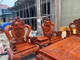 ghế nghê bảo đỉnh gỗ hương đá cao cấp