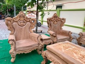 ghế đơn bộ hoàng gia gỗ gõ đỏ nguyên khối
