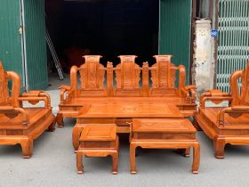 Tần thuỷ hoàng 6 món cột liền gỗ gõ đỏ
