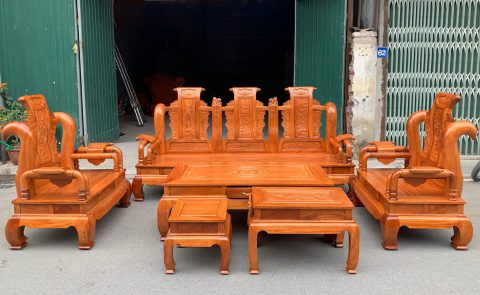 Tần thuỷ hoàng 6 món cột liền gỗ gõ đỏ