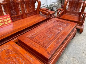 bàn trà bộ tần thủy hoàng gỗ hương đá