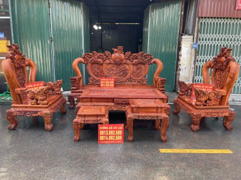 Bộ Minh Quốc nghê bảo đỉnh tay 14 gỗ hương đá siêu vip