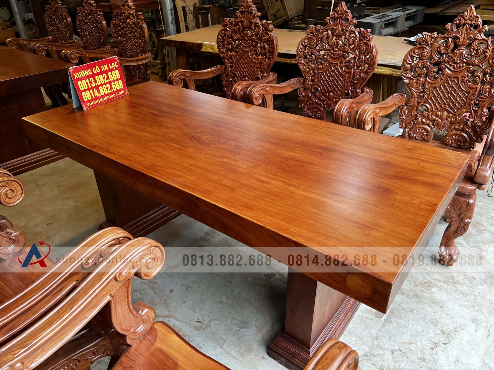 2 bộ bàn ăn nguyên khối 6 ghế hoàng gia vip gỗ hương đá (Anh Tuệ, Hà Tĩnh) 11 2 bộ bàn ăn nguyên khối 6 ghế hoàng gia vip gỗ hương đá (Anh Tuệ, Hà Tĩnh) - Ảnh 11