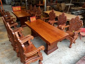 2 bộ bàn ăn nguyên khối 6 ghế hoàng gia vip gỗ hương đá (Anh Tuệ, Hà Tĩnh)